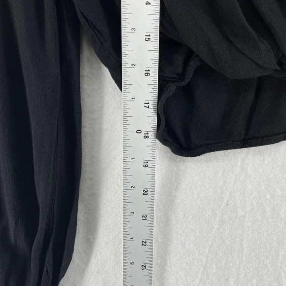 Forever 21 Blouse Womens S Black Pullover Draped V-Neck Knot Hem Keyhole Back - Picture 4 of 11